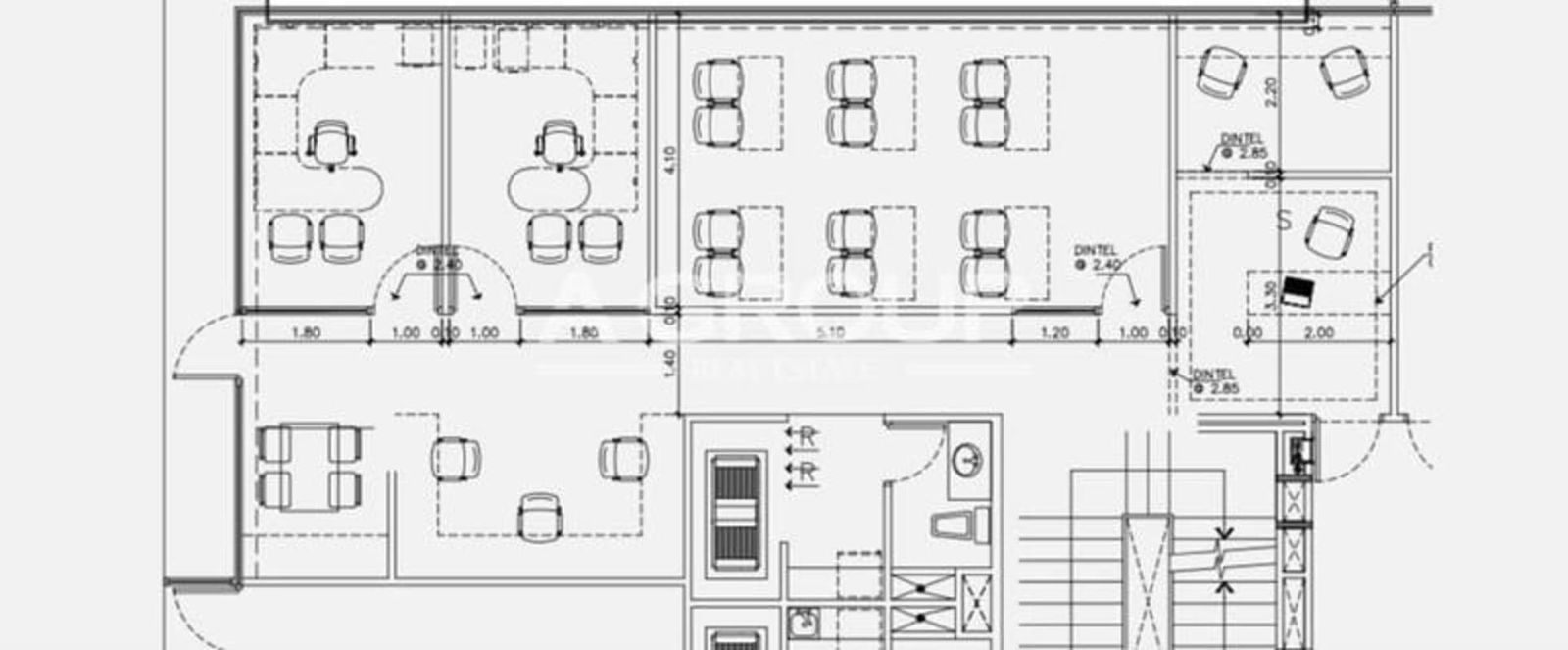 Architectural plan of commercial office showing partitions, conference room, reception area PH Habitats Plaza Panama