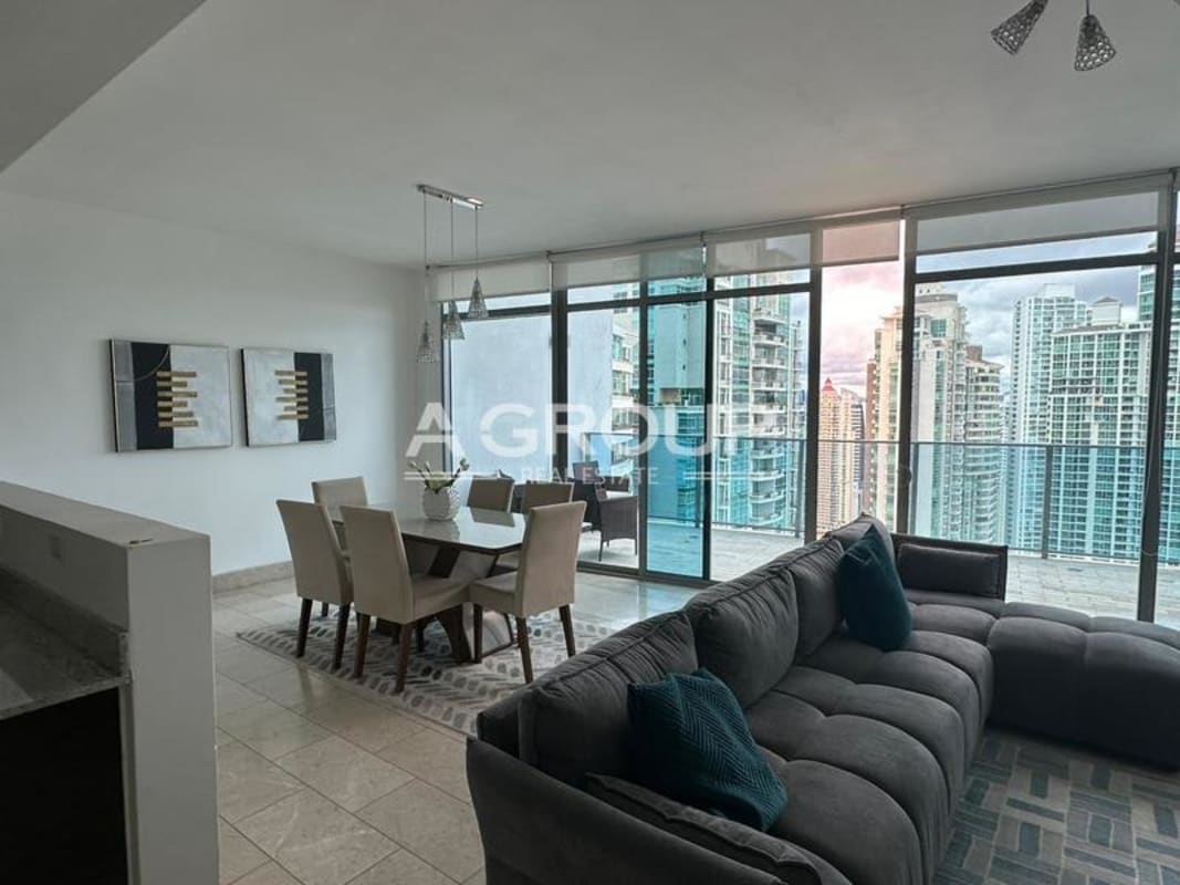 Luxurious master bedroom with balcony and Pacific Ocean views Grand Tower Panama City