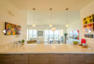 Spacious terrace balcony with furniture and ocean view in Casamar Marinazul San Carlos Panama