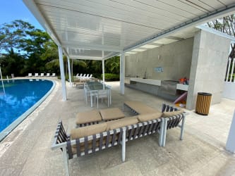Modern lobby at PH Solea with natural light minimalist furniture Punta Barco Panama