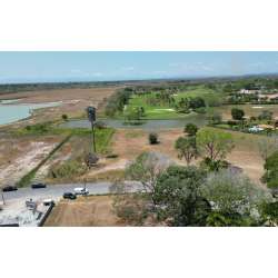 Drone shot of Fairways land plots beside lakes and golf fairways in Buenaventura Resort Panama