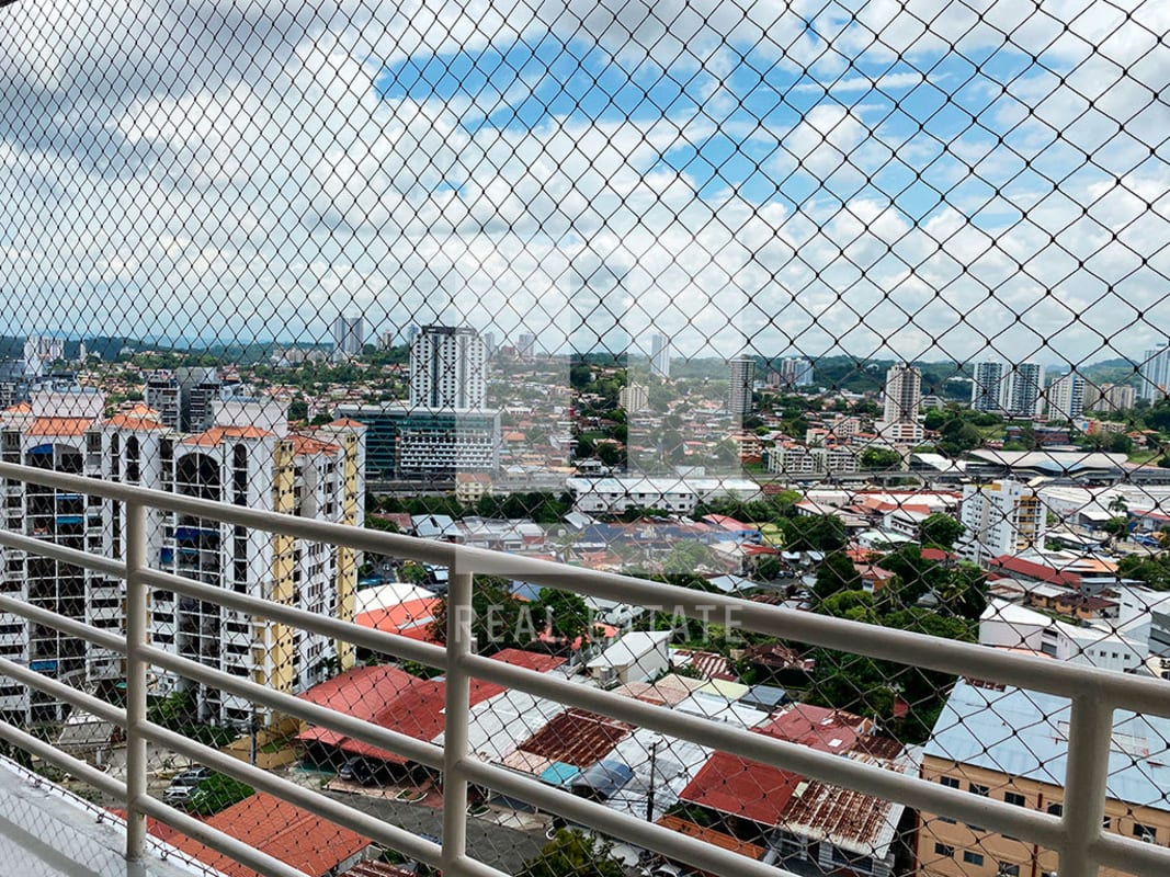 High-rise balcony view from PH Sky Level with skyline panorama and safety features