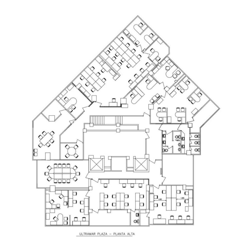 Mezzanine office floor plan layout in Ultramar Plaza Marbella Panama