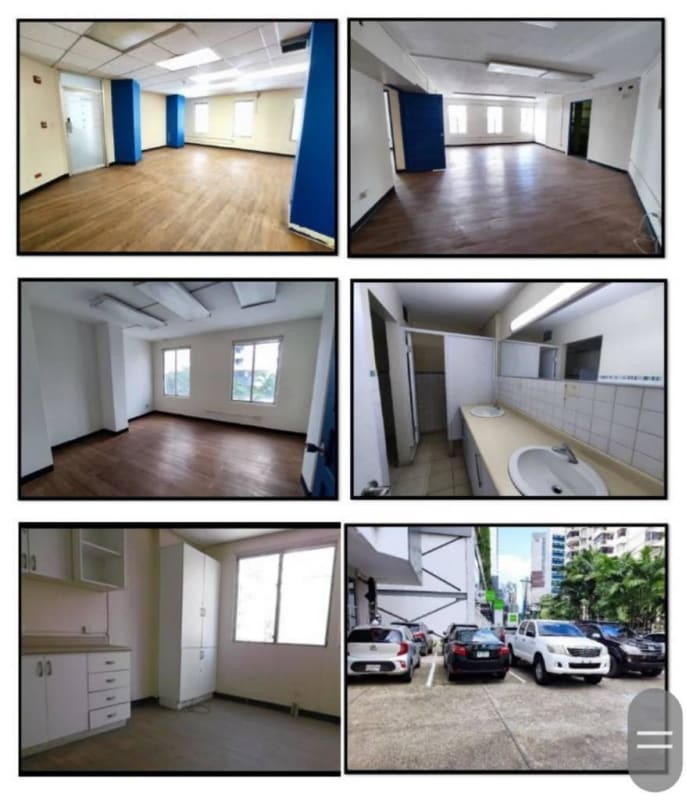 Commercial property collage interiors offices parking lot Marbella Panama
