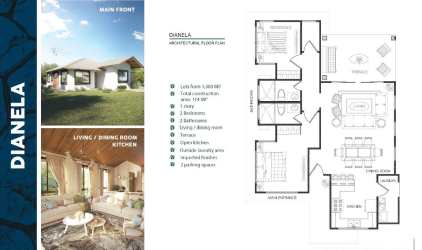 Spacious interior with open living, kitchen, terrace view Altos del María new home