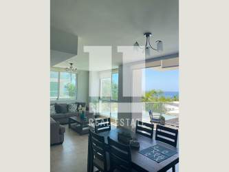 Spacious ocean view living dining area in Horizon Tower condo Rio Mar Panama