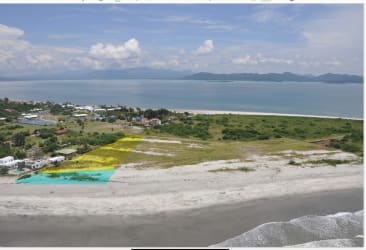 Punta Chame oceanfront land lot aerial with sandy beach and natural coastal scenery in Panama