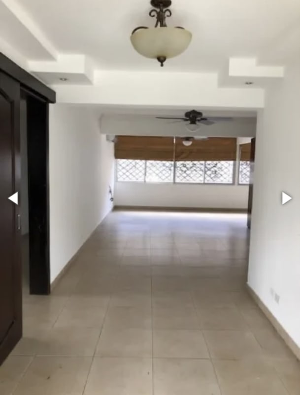 Living/dining space with ceiling fan, AC, tile flooring, Los Angeles El Dorado Panama