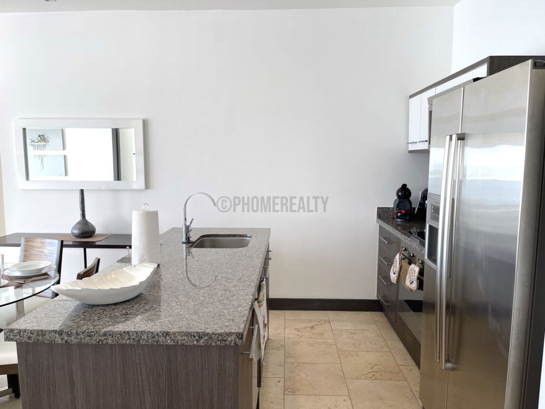 Modern kitchen with granite countertops and appliances JW Marriott luxury condo Panama