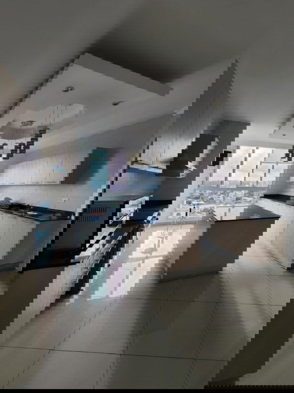 Elegant dining room with pendant lighting, large mirror, accent ceiling PH Highland View Panama