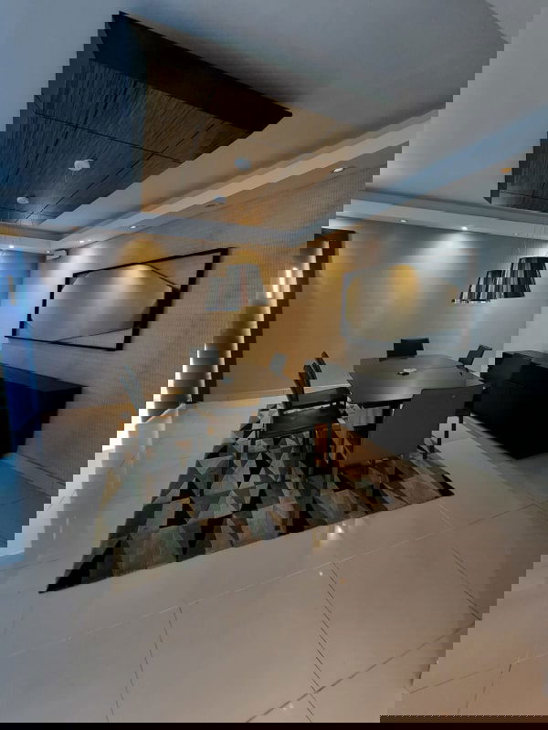 Spacious modern kitchen with granite island countertops and panoramic window PH Highland View Panama City