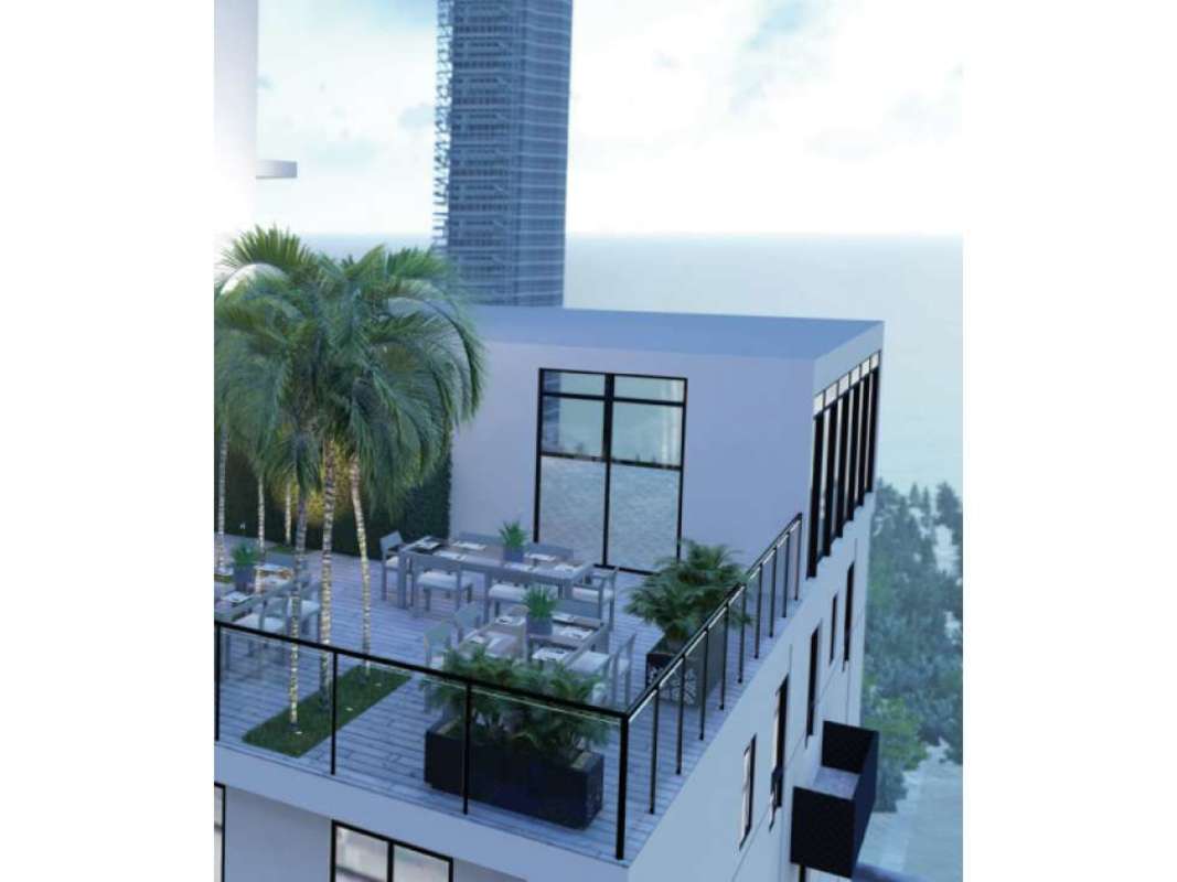 Industrial modern style lobby with reception and conference room PH The Gray Panama City