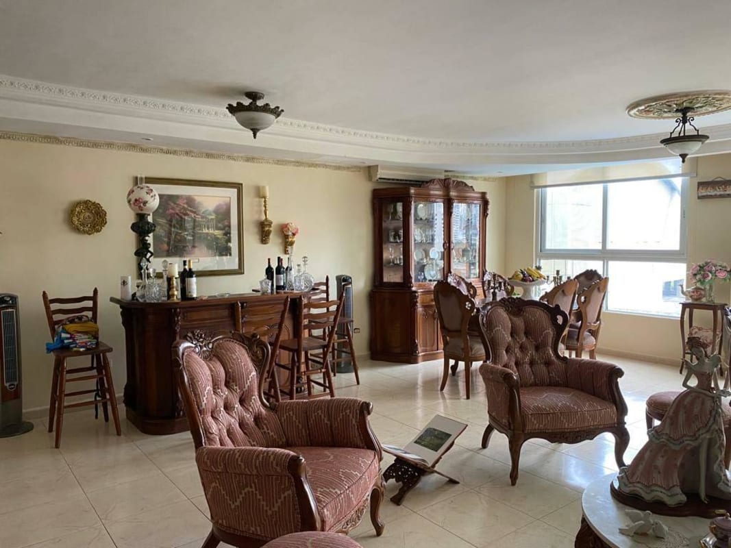 Large open living dining space with city and sea view balcony PH Ocean Club Panama