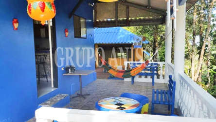Casual bedroom with blue bunk bed, carpet floor, window natural light Altos del Cerro Azul Panama