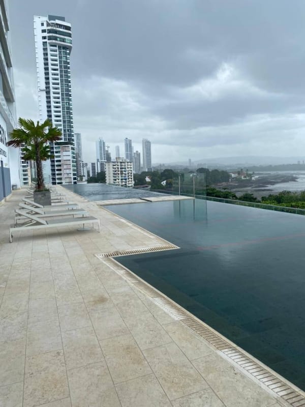Luxury rooftop infinity pool with panoramic ocean and skyline PH Windrose Panama