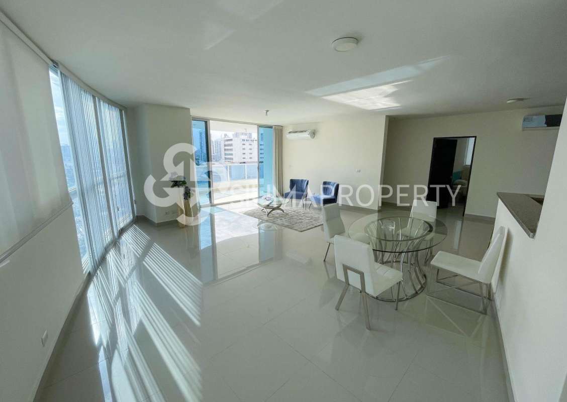 Stylish modern kitchen with granite countertops in PH Joy Tower San Francisco Panama apartment