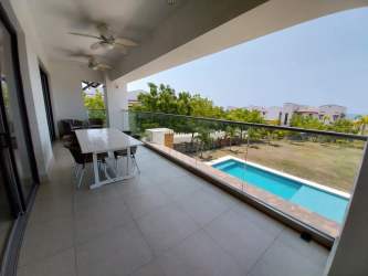 Modern beachfront condo building facade at Casamar San Carlos Panama