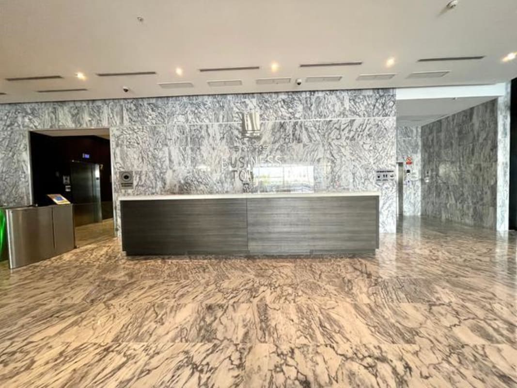 Modern high-rise city skyline with ocean from Sortis Business Tower Panama City