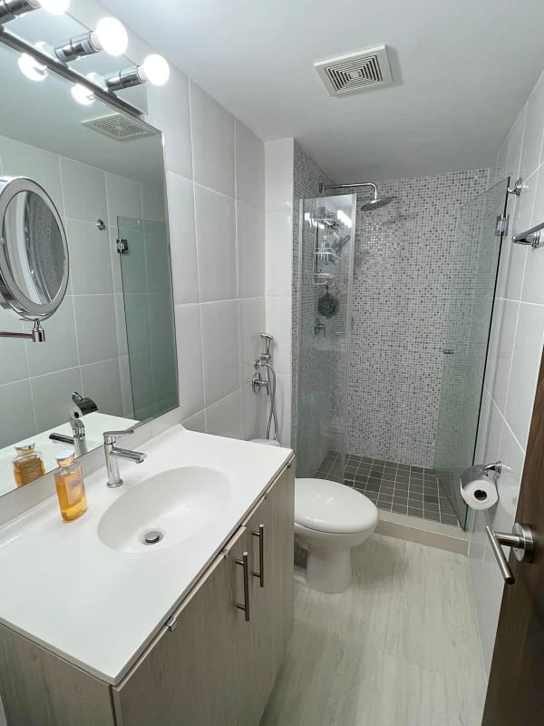 Interior hallway with recessed indirect lighting, modern decor PH Pueblo Nuevo Panama City