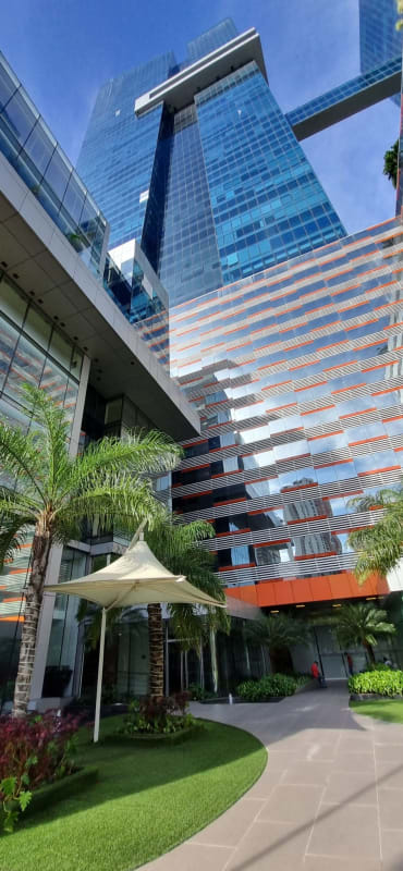 Luxury commercial lobby with elevators and marble floors Punta Pacifica Panama