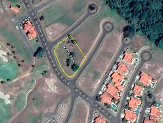 Aerial suburban development corner lot adjacent forest golf course Vista Mar Panama