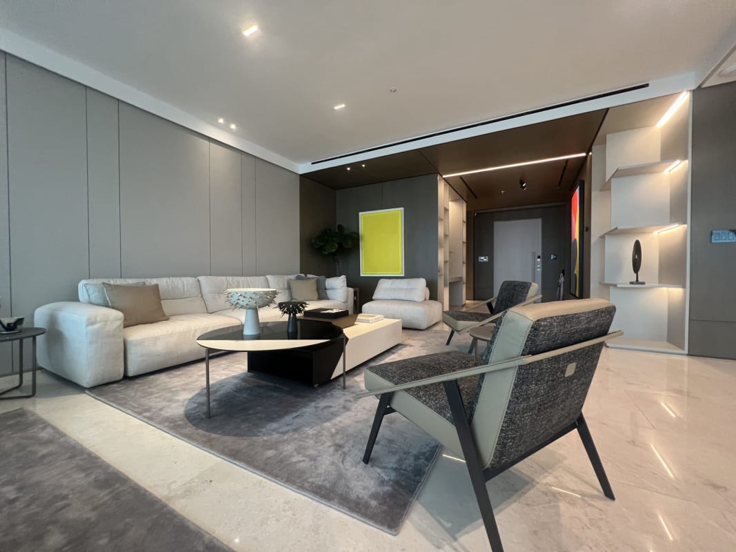 Luxury bedroom with ocean and skyline view in Pacific Point Punta Pacífica