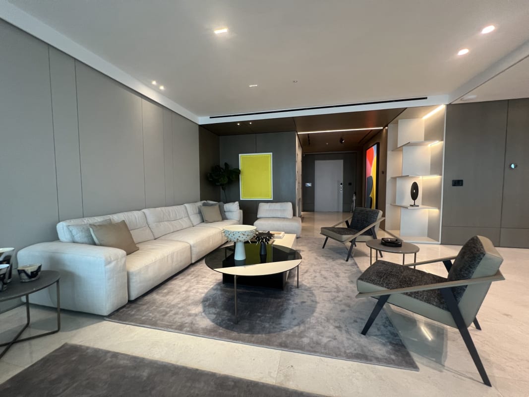 Spacious living and dining area with city and marina views in Pacific Point Panama