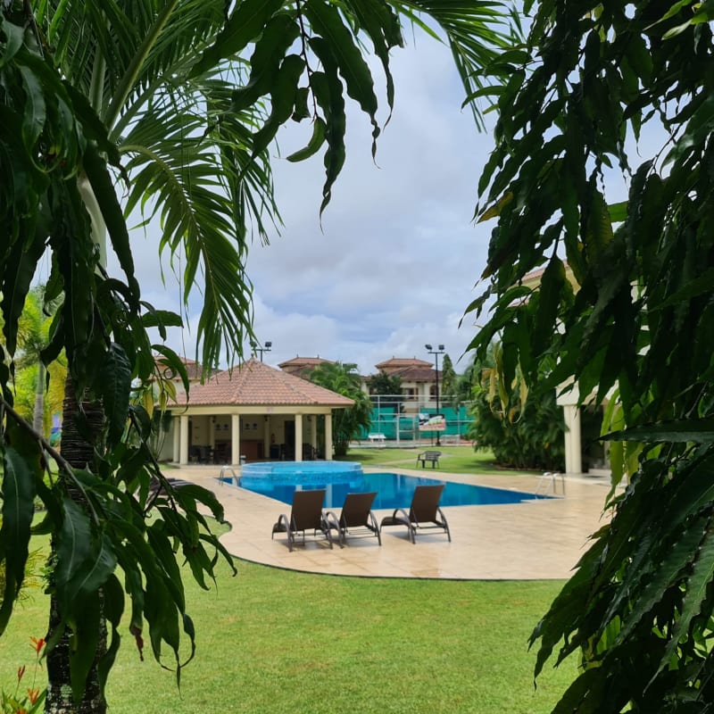 Community swimming pool with gardens and pavilion PH Doral Costa Sur Panama