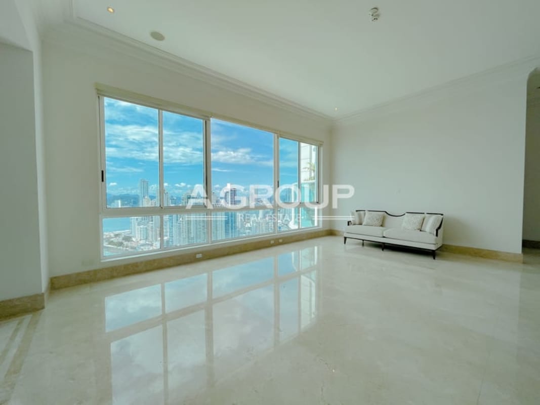 Gourmet kitchen with marble and custom wood finishes ocean view penthouse Panama