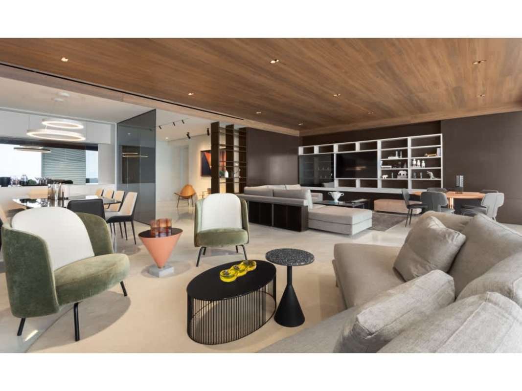 Private balcony with glass railing and city/ocean views at The Towers Punta Paitilla