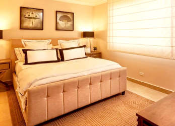 Contemporary Mediterranean pool area with pergolas in gated community Bosques del Pacífico Panama Pacifico