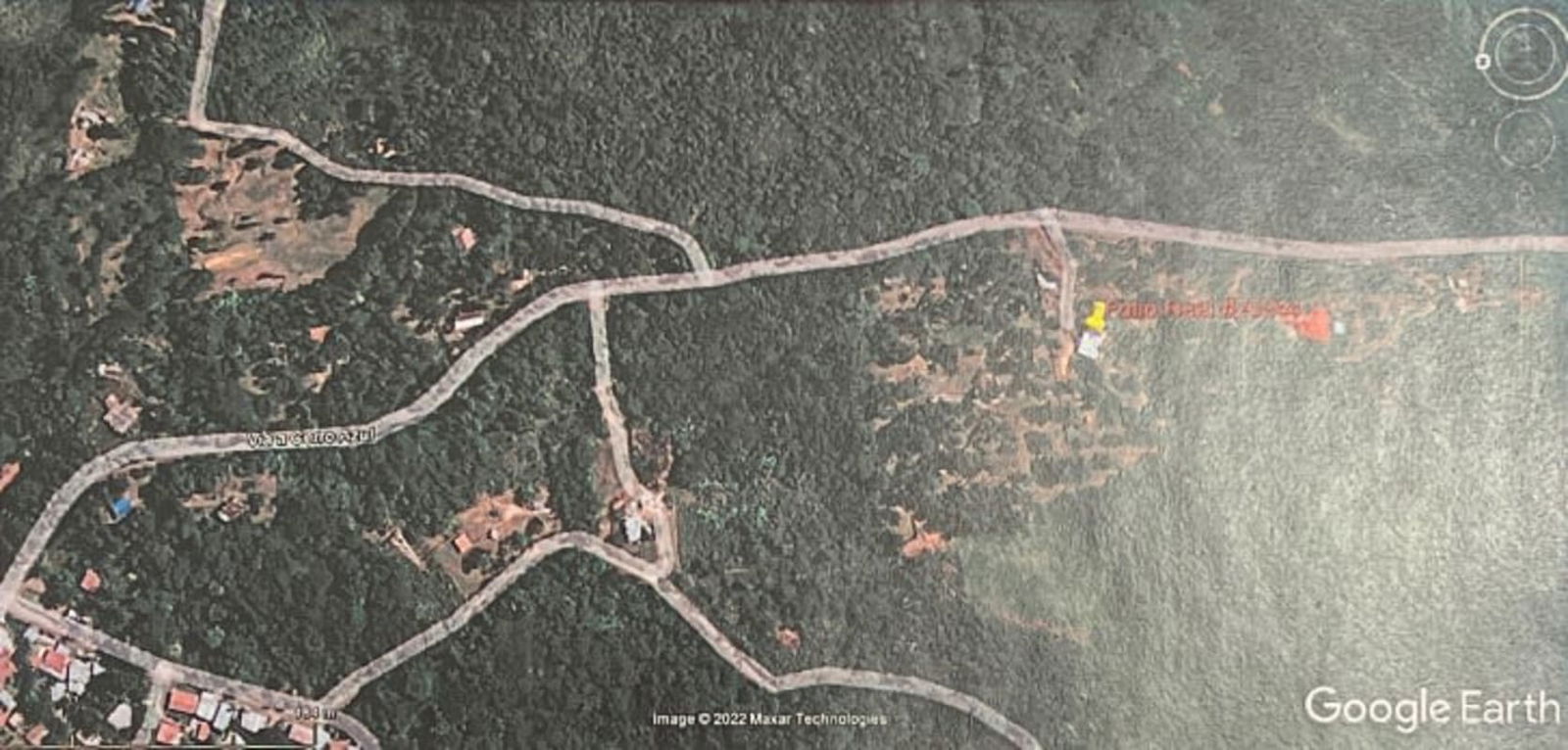 Satellite aerial showing vast mountain terrain property with forest landscape Cerro Azul Panama