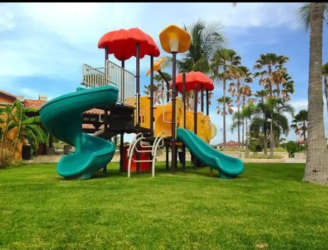 Bright bedroom with large windows and garden view in Buenaventura condo Panama