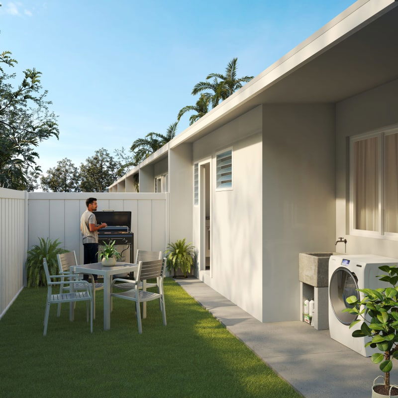 Colorful children’s playground with slide, climbing dome and garden in Residencial Viñedo Pacora Panama