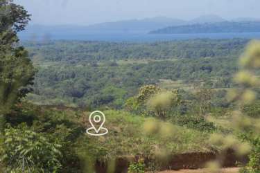 Lush green hills forests and glimpse of ocean near Mariato Panama