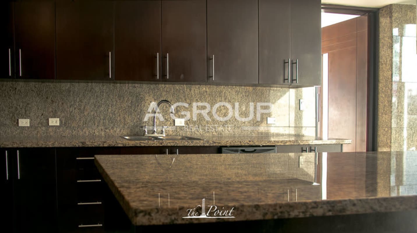 Large windows city skyline marble floors living room The Point Punta Paitilla Panama