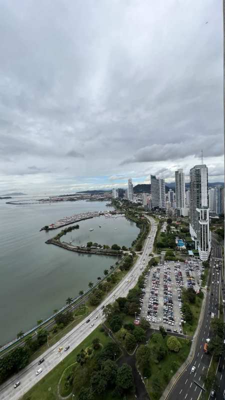 Private large balcony with ocean and skyline views at PH Yoo Panama