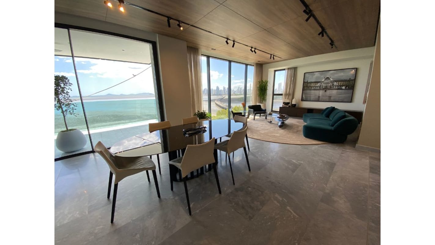 Spacious modern kitchen large island marble floors Upper East Costa del Este Panama