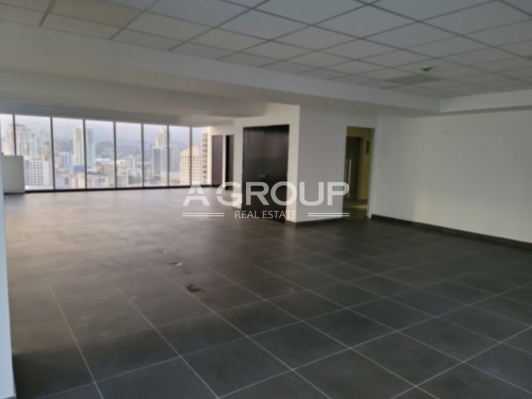 Luxury lobby interior marble walls elevators lighting at SFC Tower Obarrio Panama