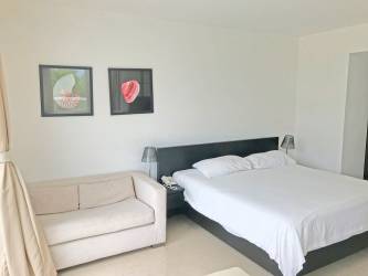 Living and studio area with natural light Playa Blanca beachfront condo Panama