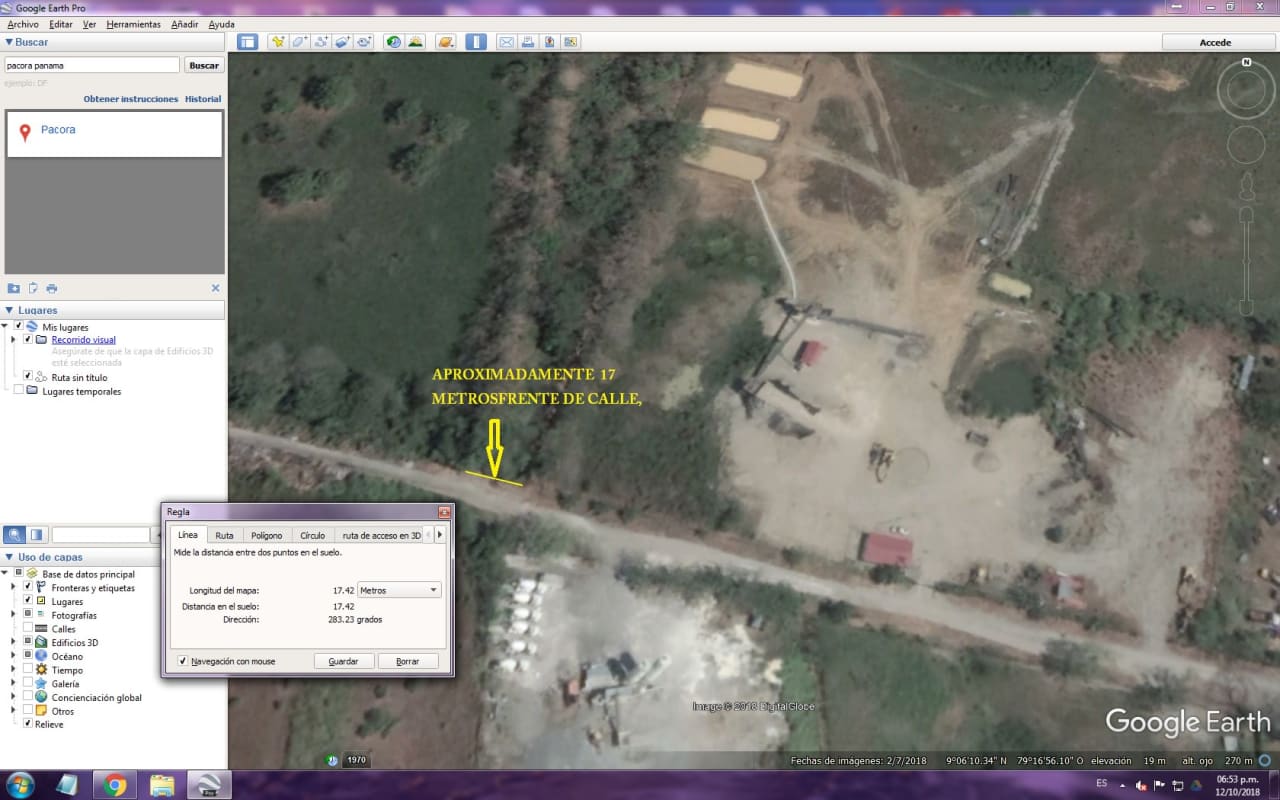 Aerial industrial area with approx 17m street frontage along lot Pacora Panama