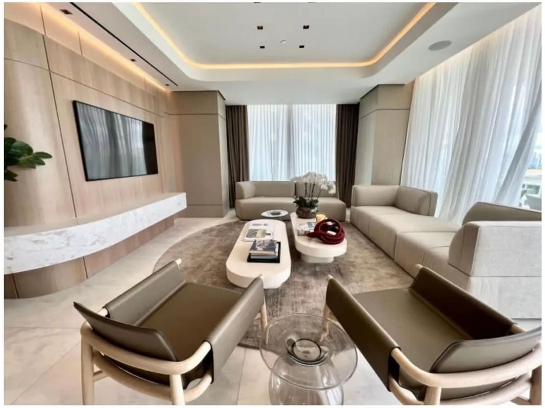 Spacious bathroom with walk-in shower, marble finishes and luxury fixtures at La Maison Fendi Casa Panama