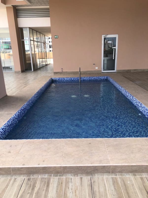Bathroom with vessel sink glass shower PH Vicky Village Panama apartments for rent