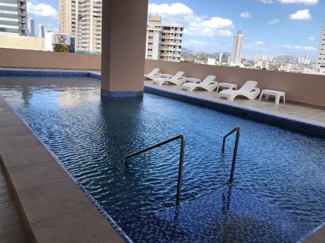 Rooftop swimming pool with skyline views PH Vicky Village apartments El Carmen