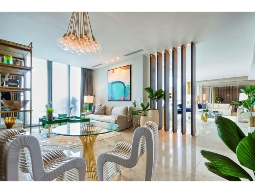 Elegant open plan dining and living room PH Valery Point Santa Maria Panama