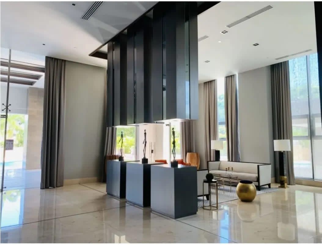 Elegant lobby marble reception PH Valery Point Santa Maria Panama