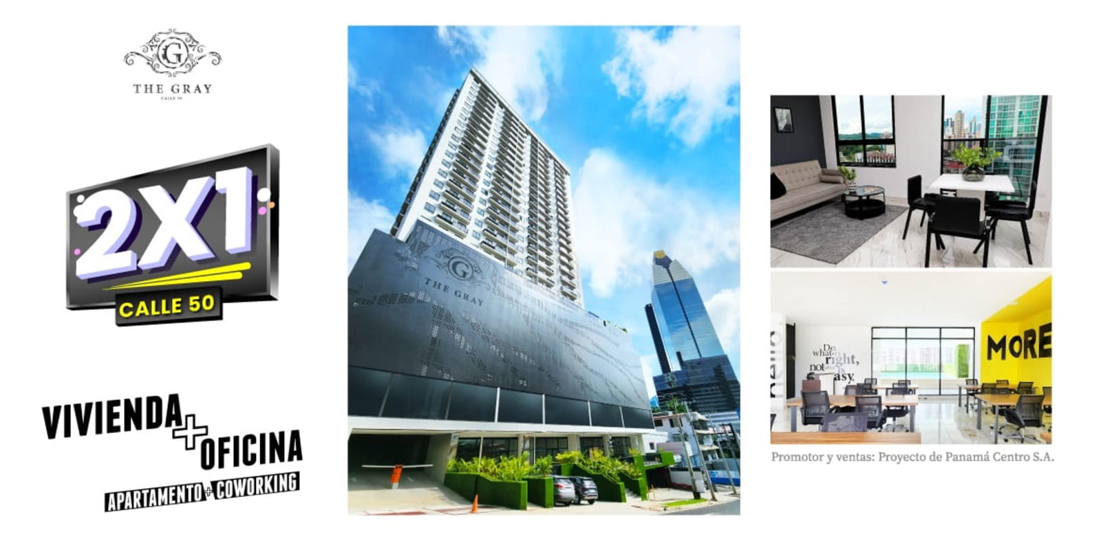 Rooftop amenities with cowork lounge and gym at The Gray Panama