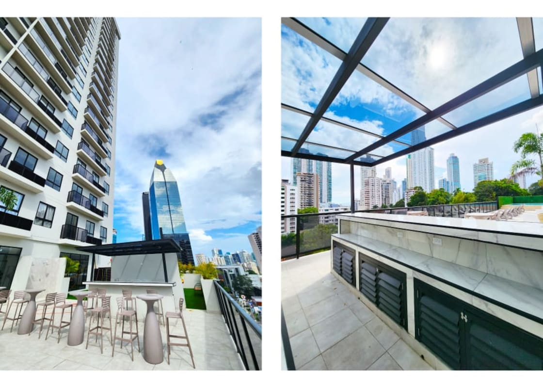 Minimalist living room design open plan in The Gray Calle 50 Obarrio Panama City
