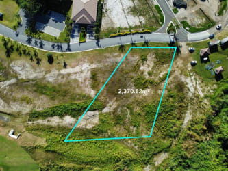 Marked residential lot with beachfront access inside Casamar Resort San Carlos Panama aerial shot