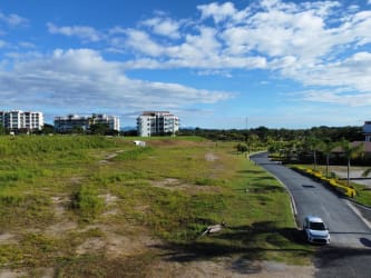 Aerial coastal development site inside Casamar with 2,370m2 for sale oceanfront
